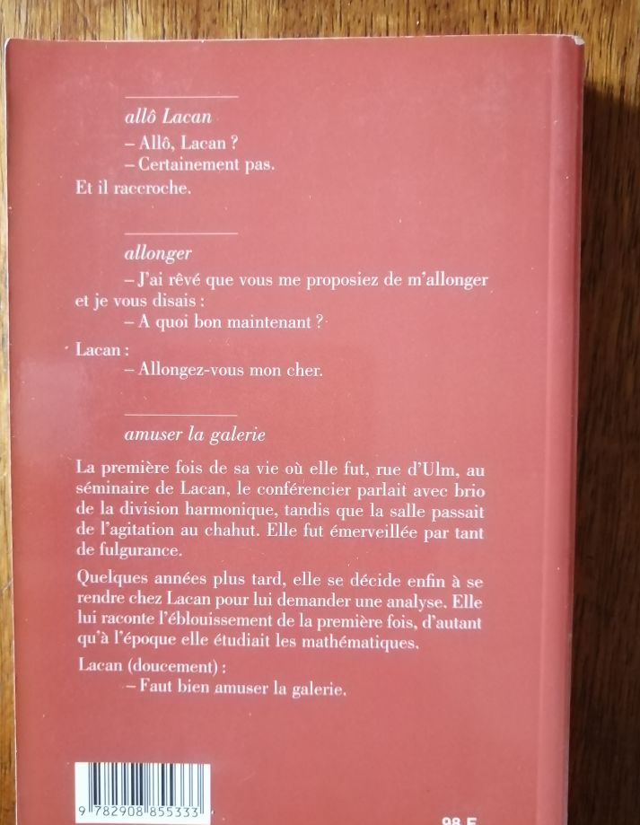 Allo Lacan certainement pas 1998 ALLOUCH Jean Anecdotes autour de