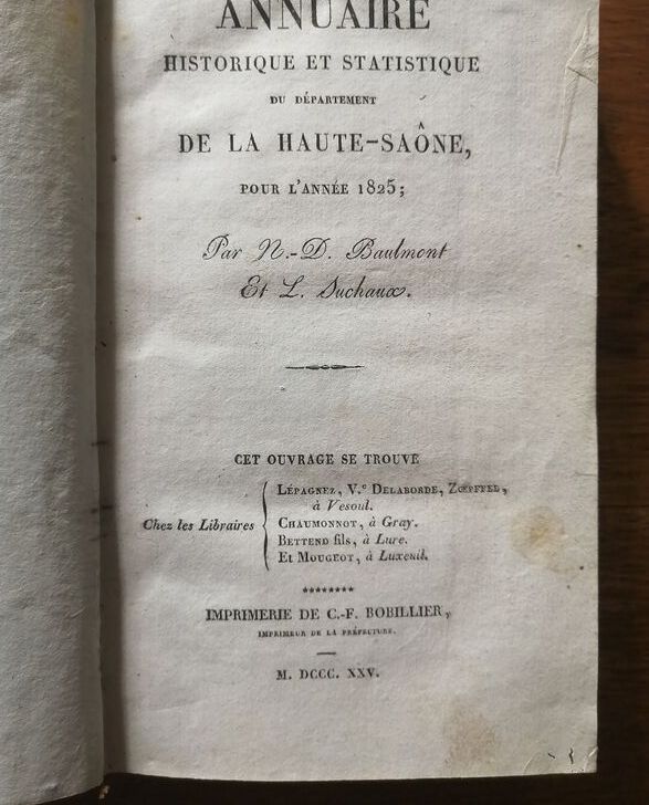 Annuaire historique et statistique du département de la Haute Saône