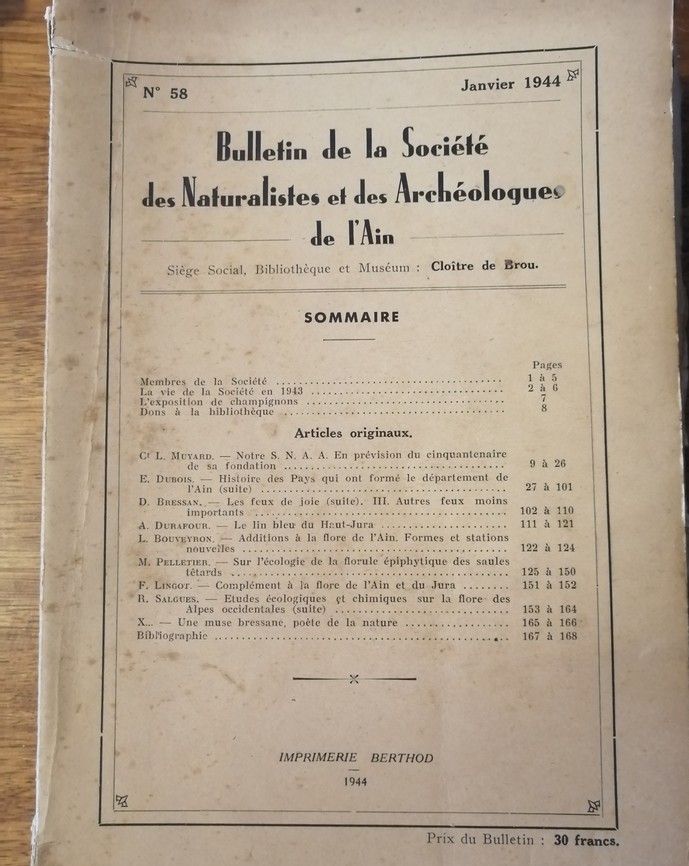 Bulletin de la société des naturalistes et des archéologues de l Ain