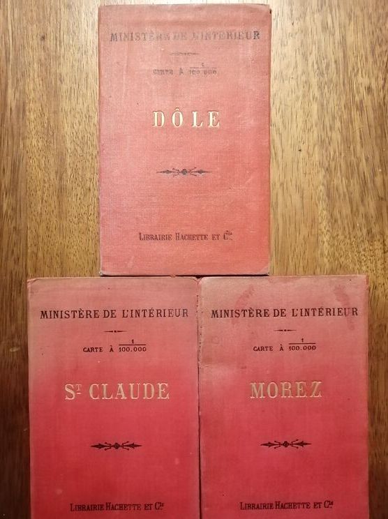 Carte d état major 3 cartes Dôle, Morez, Saint Claude au 1/100000e
