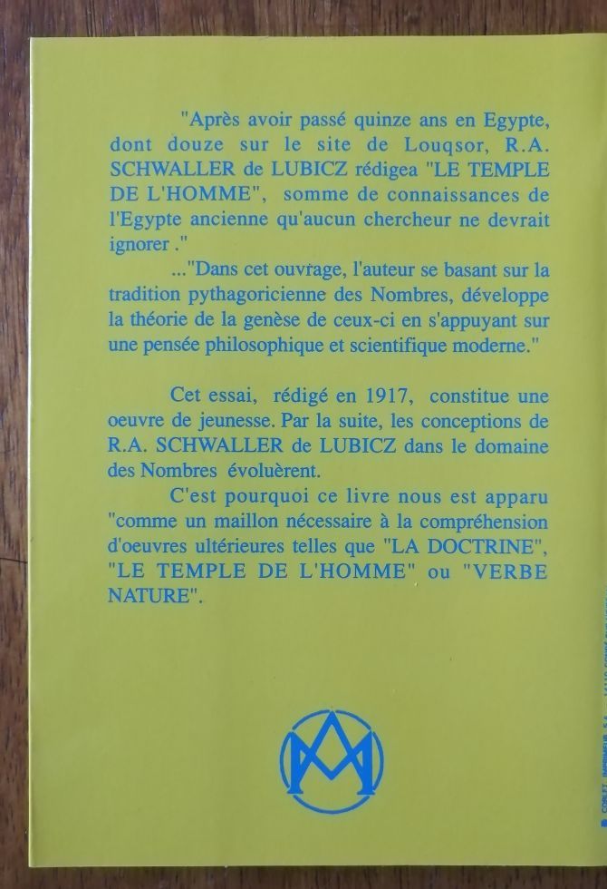 Etude sur les nombres 1991 SCHWALLER de LUBICZ René Adolphe