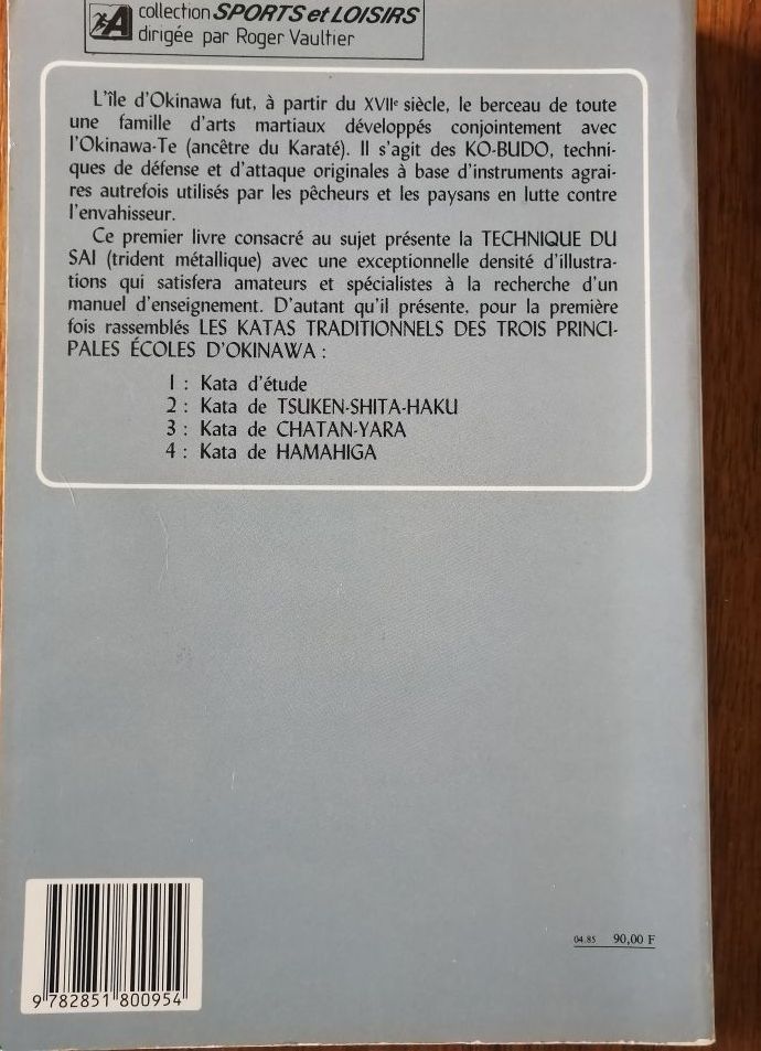 Ko budo armes d Okinawa Tome 1 SAI 1985 HABERSETZER Roland Inventaire
