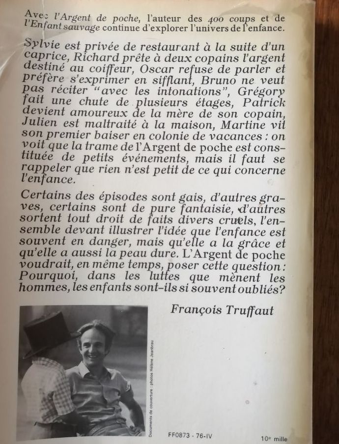 L argent de poche Cinéroman 1976 TRUFFAUT François Cinéma Synopsis du