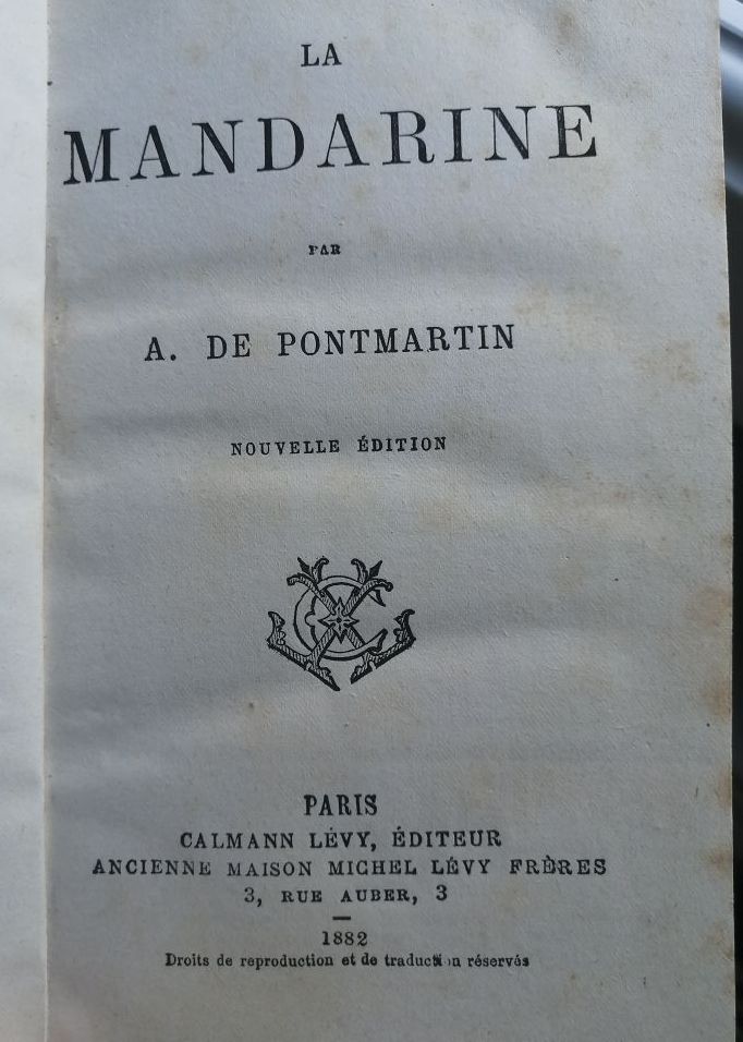 La Mandarine 1882 de PONTMARTIN Armand Nouvelles La Mandarine,