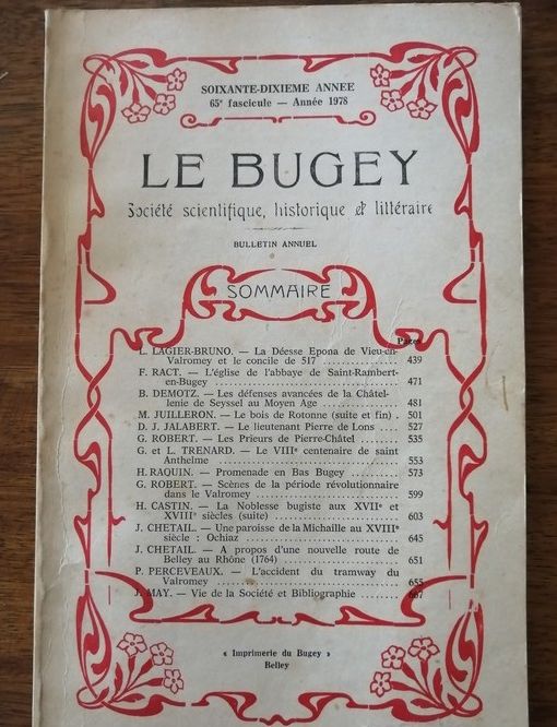 Le Bugey Société scientifique historique et littéraire 1978 Plusieurs