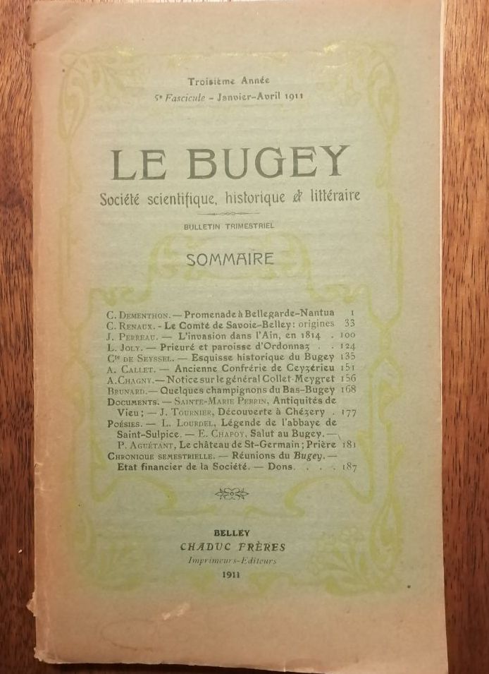 Le Bugey Société scientifique historique et littéraire Janvier Avril