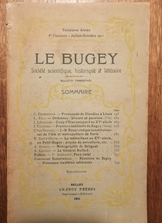 Le Bugey Société scientifique historique et littéraire Juillet