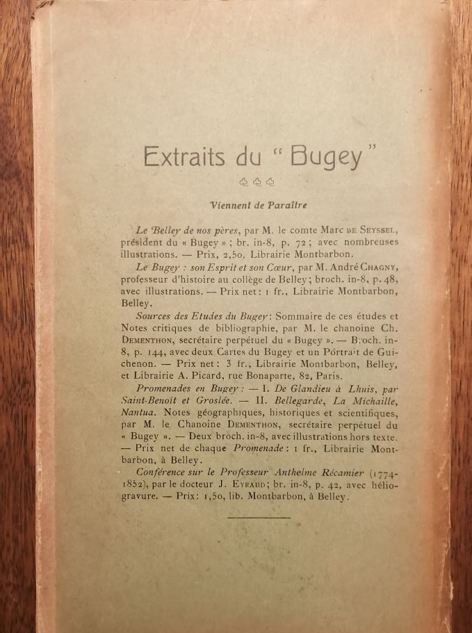 Le Bugey Société scientifique historique et littéraire Octobre 1913