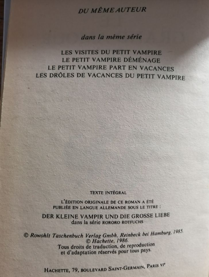 Le grand amour du petit vampire 1986 SOMMER BODENBURG Angela
