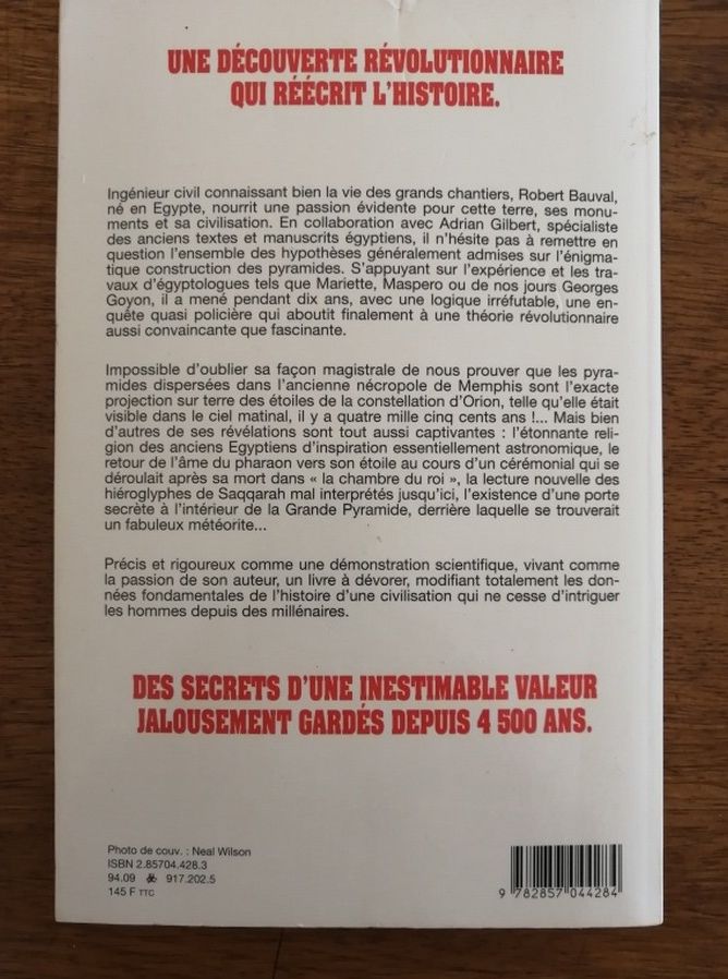 Le mystère d Orion 1994 BAUVAL Robert et GILBERT Adam Egypte