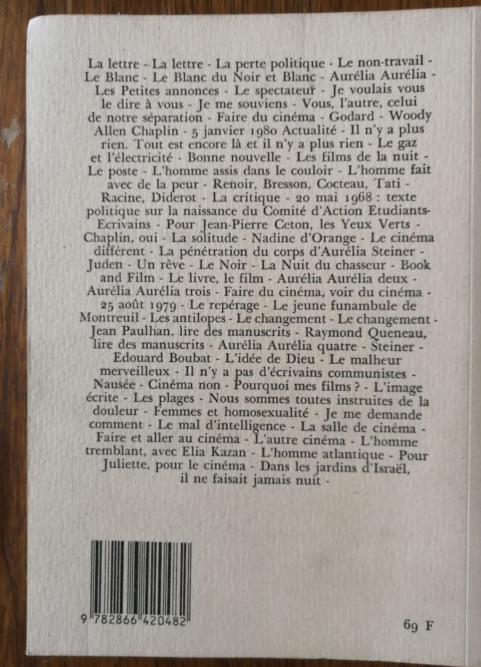 Les yeux verts 1987 DURAS Marguerite Edition originale 20e Cinéma