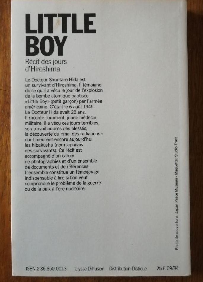 Little boy récit des jours d Hiroshima 1984 HIDA Shuntaro Histoire