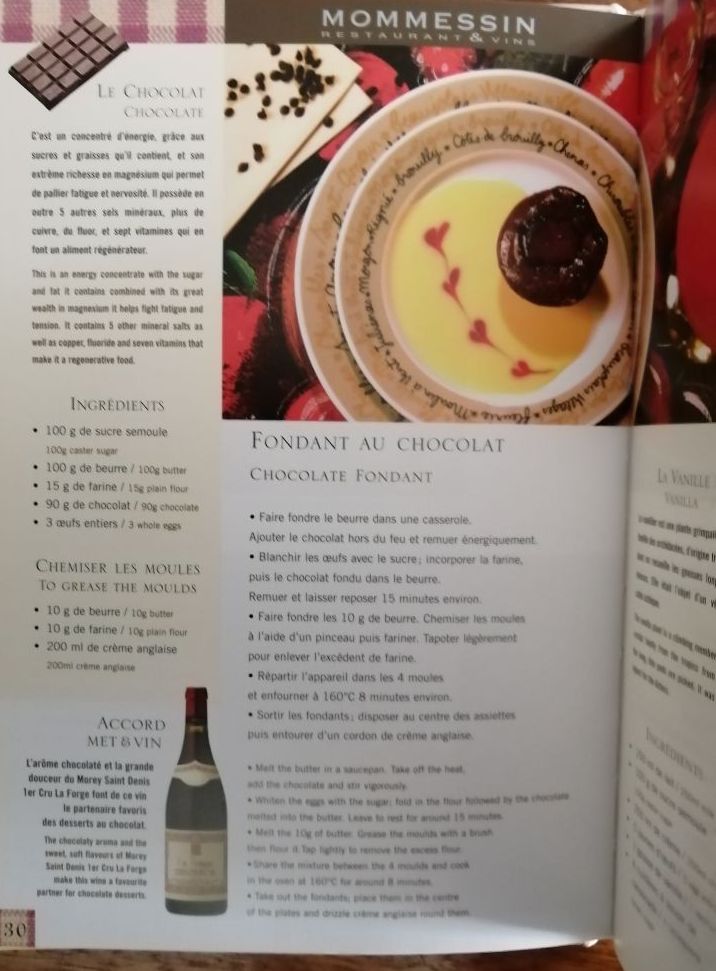 Mommessin Restaurant et vins Livre de recettes 2003 Régionalisme