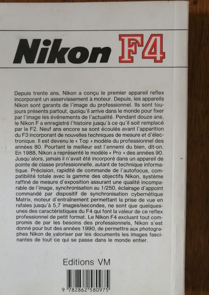 Nikon F4 1990 HENNINGES Heiner VM En français Manuel Technique