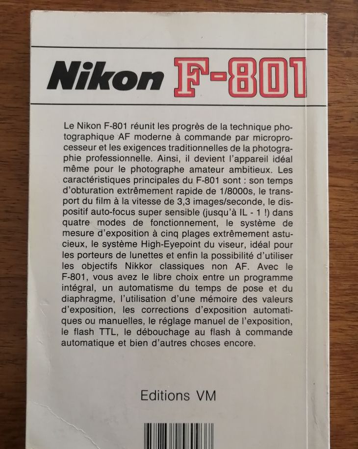 Nikon F801 1991 HUBER Michael VM Manuel technique en français