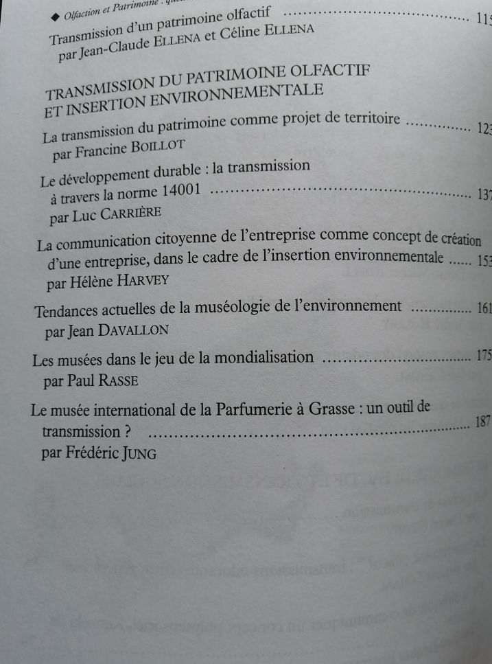 Olfaction et patrimoine Quelle transmission ? 2004 BOILLOT GRENON