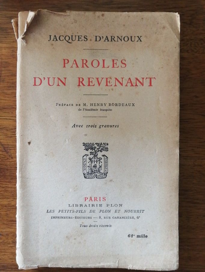 Paroles d un revenant 1932 d ARNOUX Jacques Témoignage vécu Cavalerie