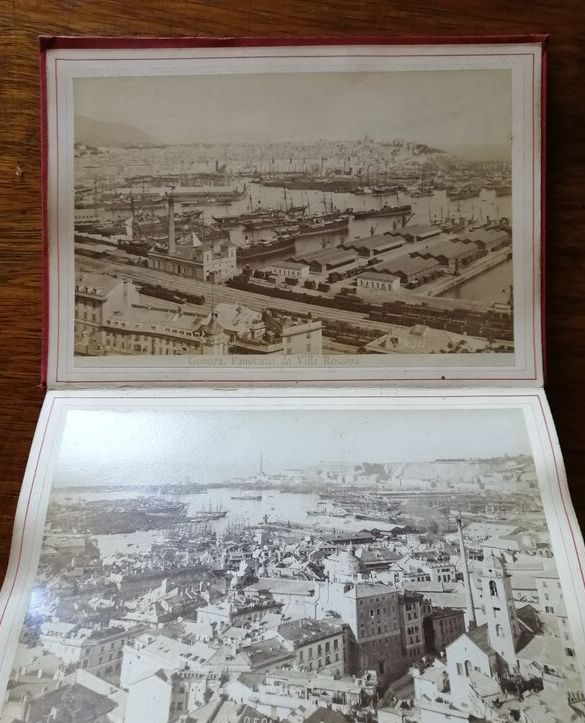 Photographies albuminées de Genova Gênes 24 en album accordéon vers