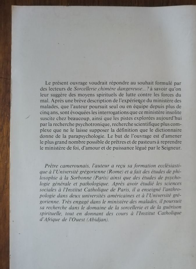 Sorcellerie et prière de délivrance 1985 HEBGA Meinrad Envoutement