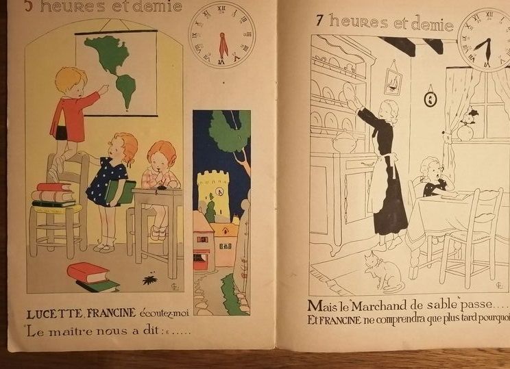 Tic tac Album à colorier apprentissage de l heure 1942 Enfantina