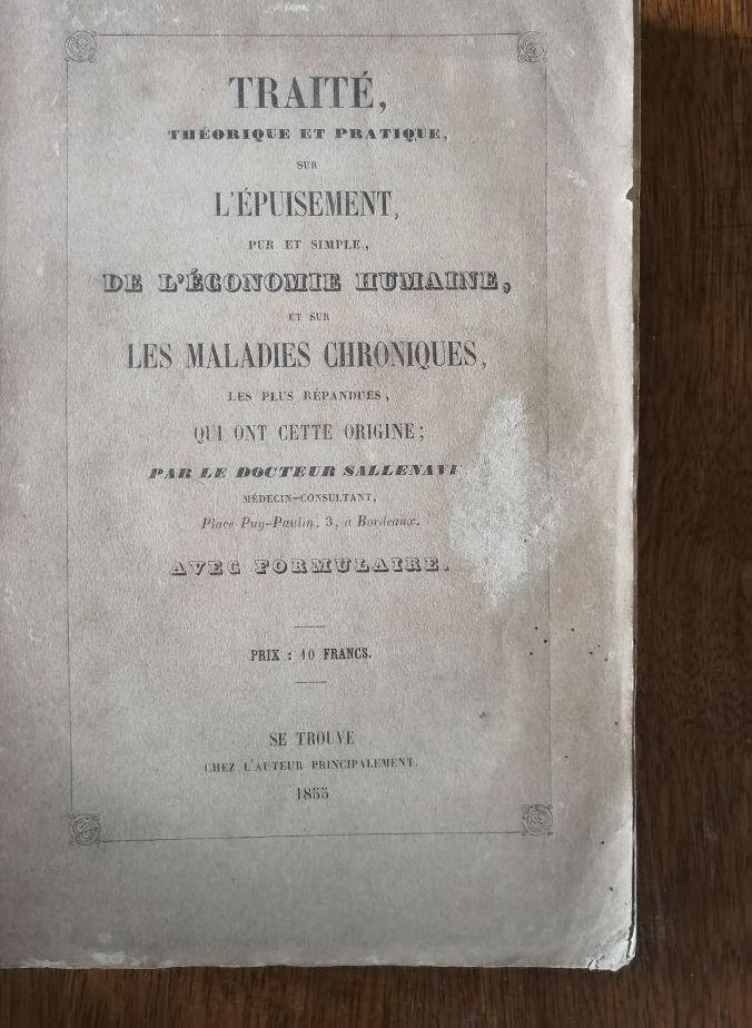 Traité de l épuisement de l économie humaine et des maladies